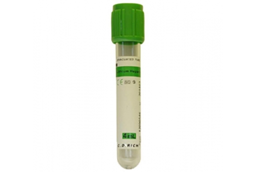 CDGNP 024 Вакуумна пробірка, 8 мл, літій гепарин, зелена, 16x100 мм ПЕТ - 1