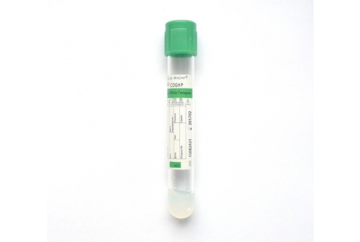 CDGHP-1 Вакуумная пробирка, 2 мл, гель + натрий гепарин, зеленая, 13x75 мм ПЭТ - 1